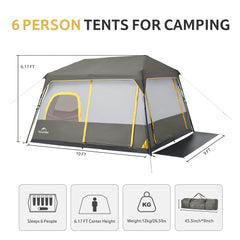 Naturehike Cape 6-Person Tent interior shows tall space for six people