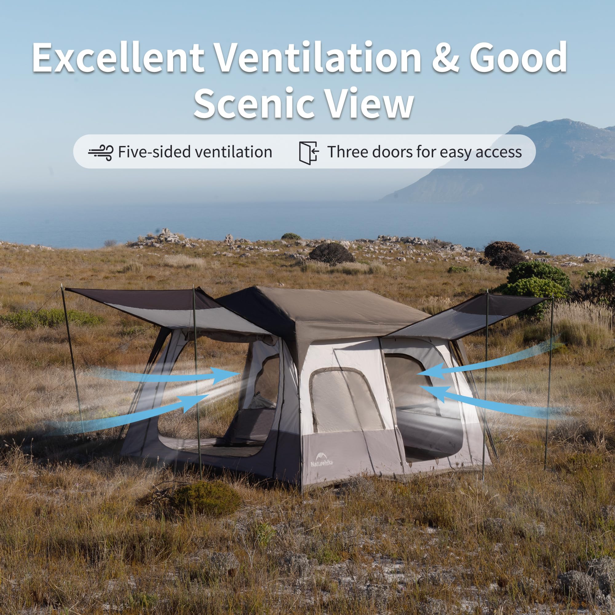 Naturehike Cape three doors ventilation for easy access