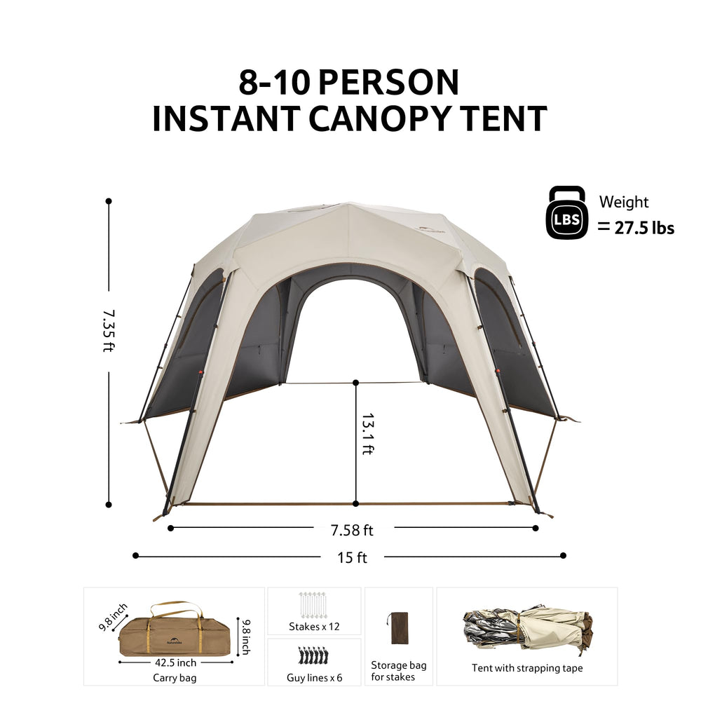 Naturehike Cloud Boundar hexagonal gazebo side view highlighting durable frame and breathable windows