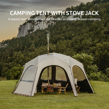Naturehike Cloud Boundar hexagonal gazebo with stove jack for warmth during camping