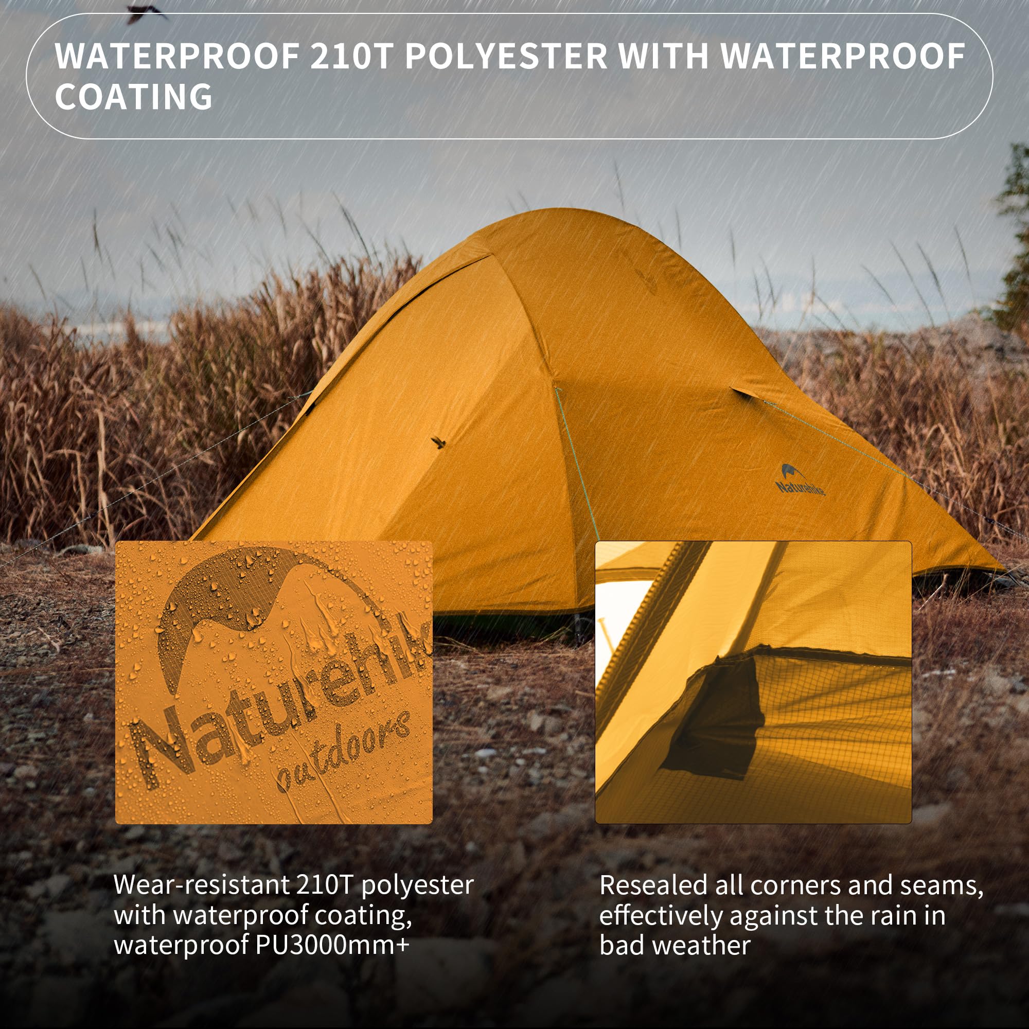 Naturehike Cloud-Up 1 Person Tent double-layer design balances protection and airflow.