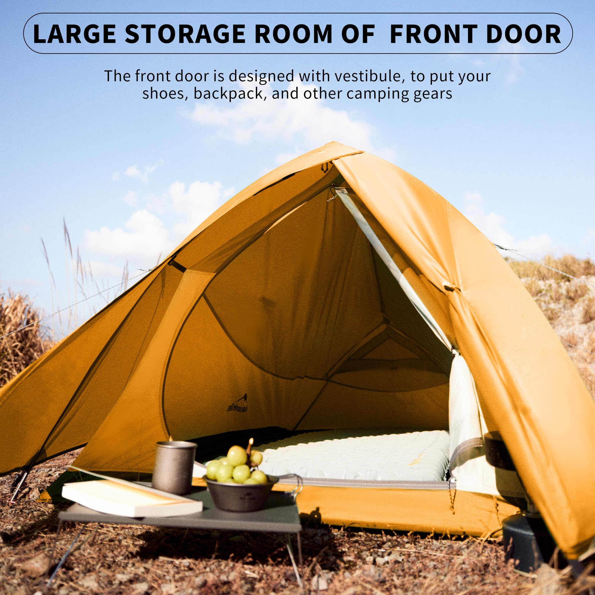 Naturehike Cloud-Up 1 Person Tent includes footprint and stakes for quick setup.