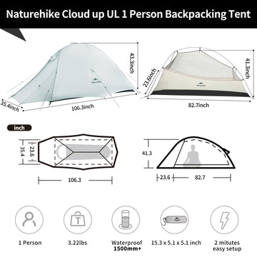 Naturehike Cloud-Up 1P interior spacious layout for gear