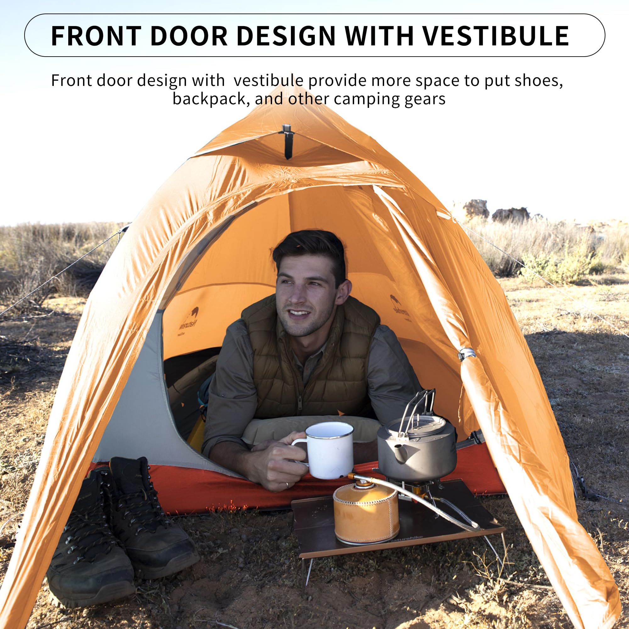 Naturehike Cloud-Up 1P interior shows mesh pockets for organized storage and fast access.