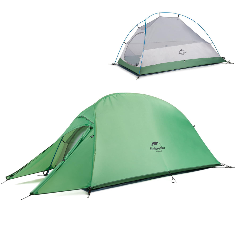 Naturehike Cloud-Up 1P tent packs compactly for backpacking trips.
