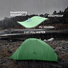 Naturehike Cloud Up 2-person interior space showing generous headroom and gear storage.
