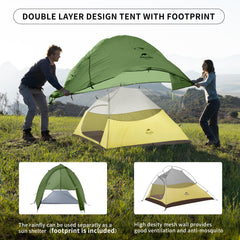 Naturehike Cloud-Up 2-Person tent durable 7001 aluminum poles for sturdy shelter.