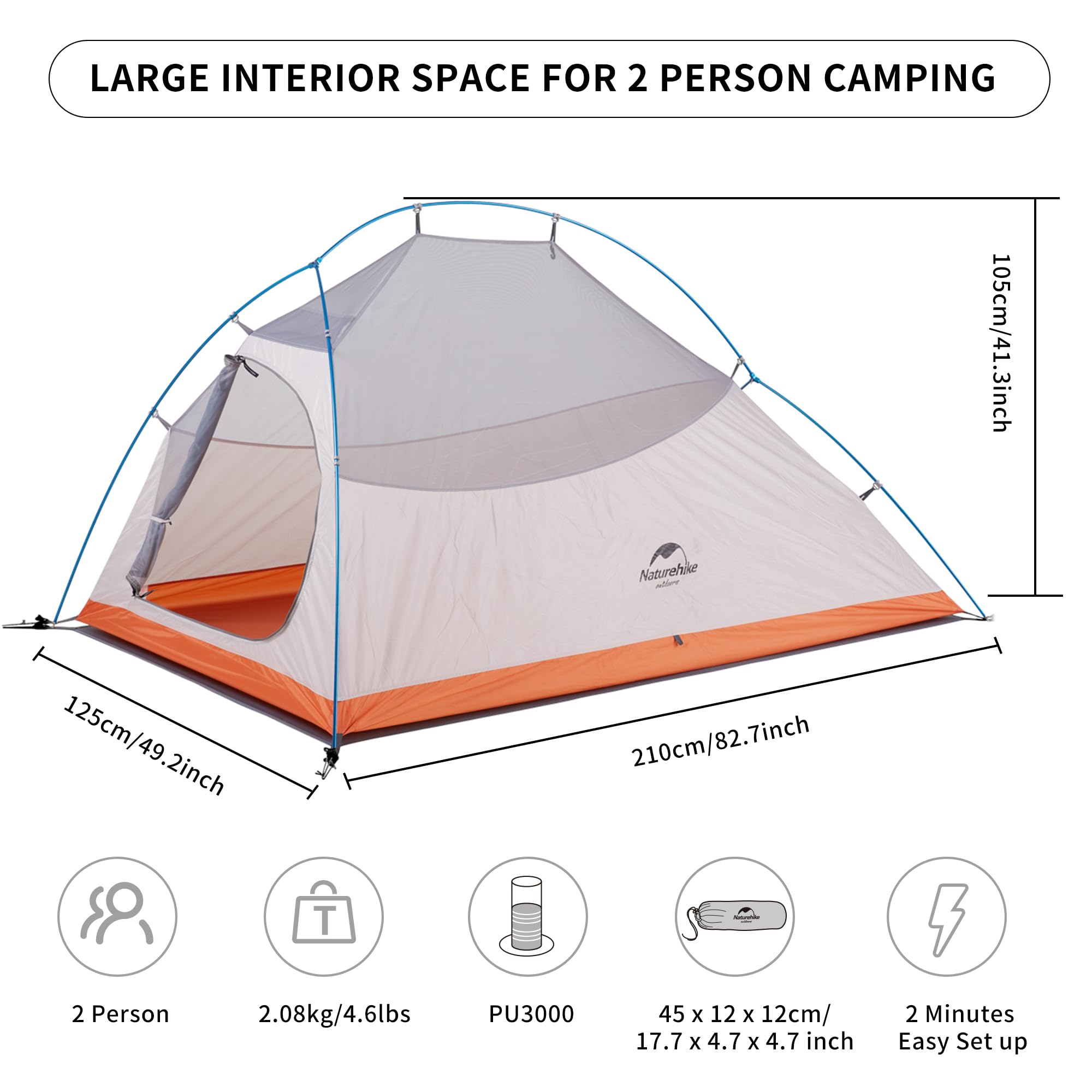 Naturehike Cloud-Up 2-person tent free-standing design demonstrates quick setup outdoors