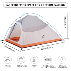 Naturehike Cloud-Up 2-person tent free-standing design demonstrates quick setup outdoors