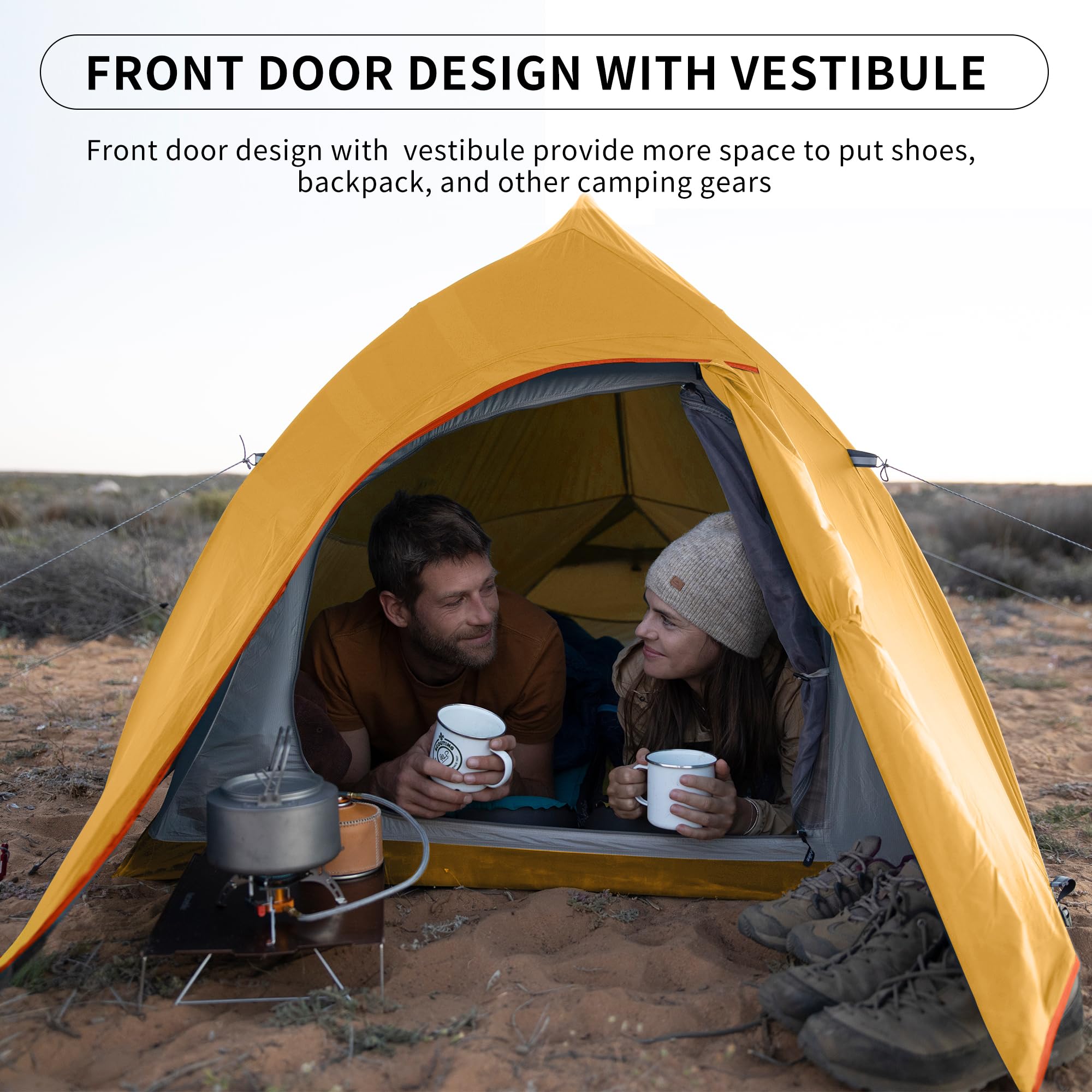 Naturehike Cloud-Up 2-person tent front door with vestibule for gear storage