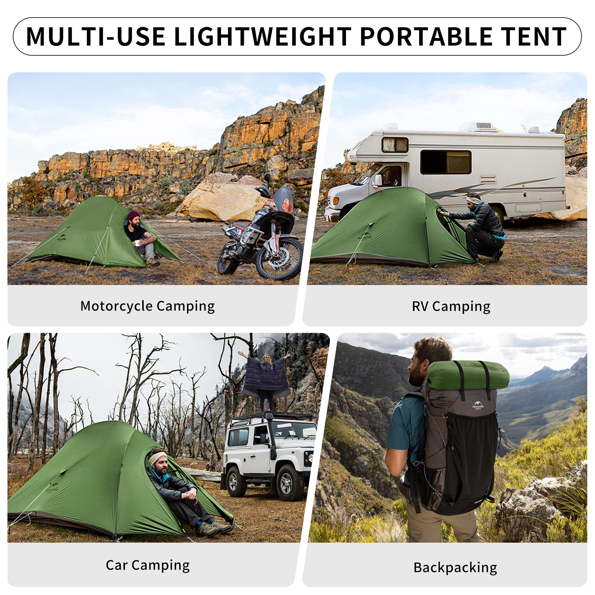Naturehike Cloud-Up freestanding two-Y design self-erecting shelter.