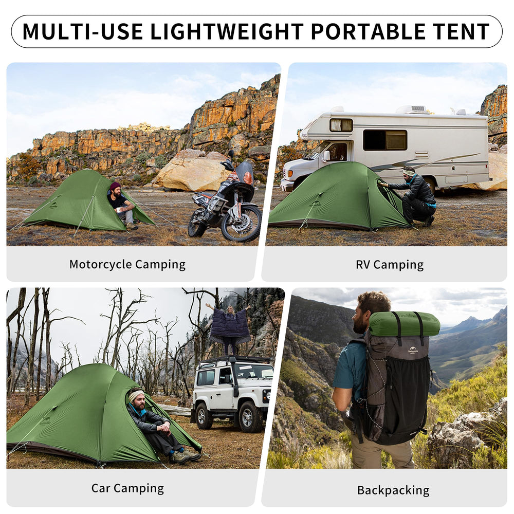 Naturehike Cloud-Up freestanding two-Y design self-erecting shelter.