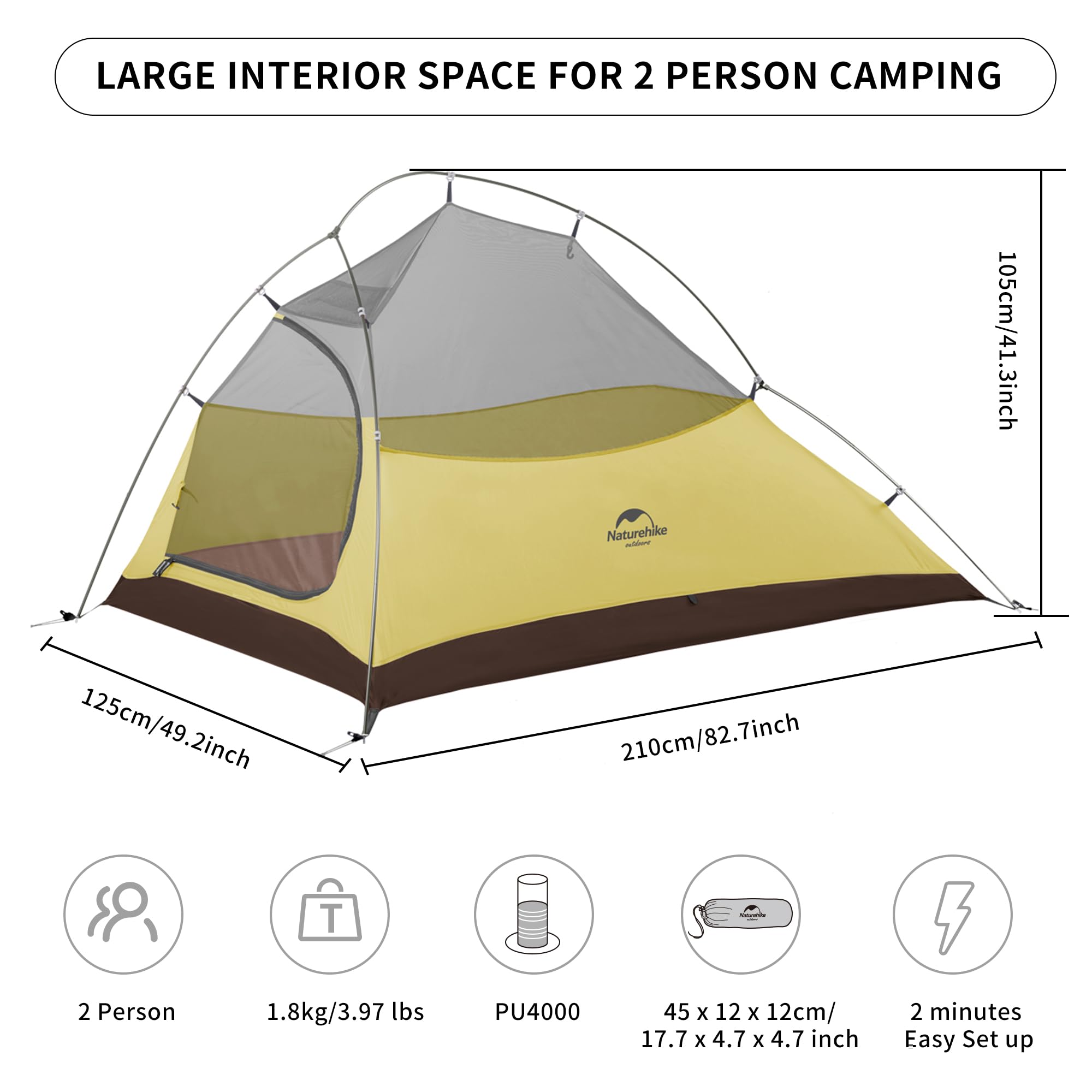 Naturehike Cloud-Up tent waterproof fly shows 4000 mm rain protection in wet weather.