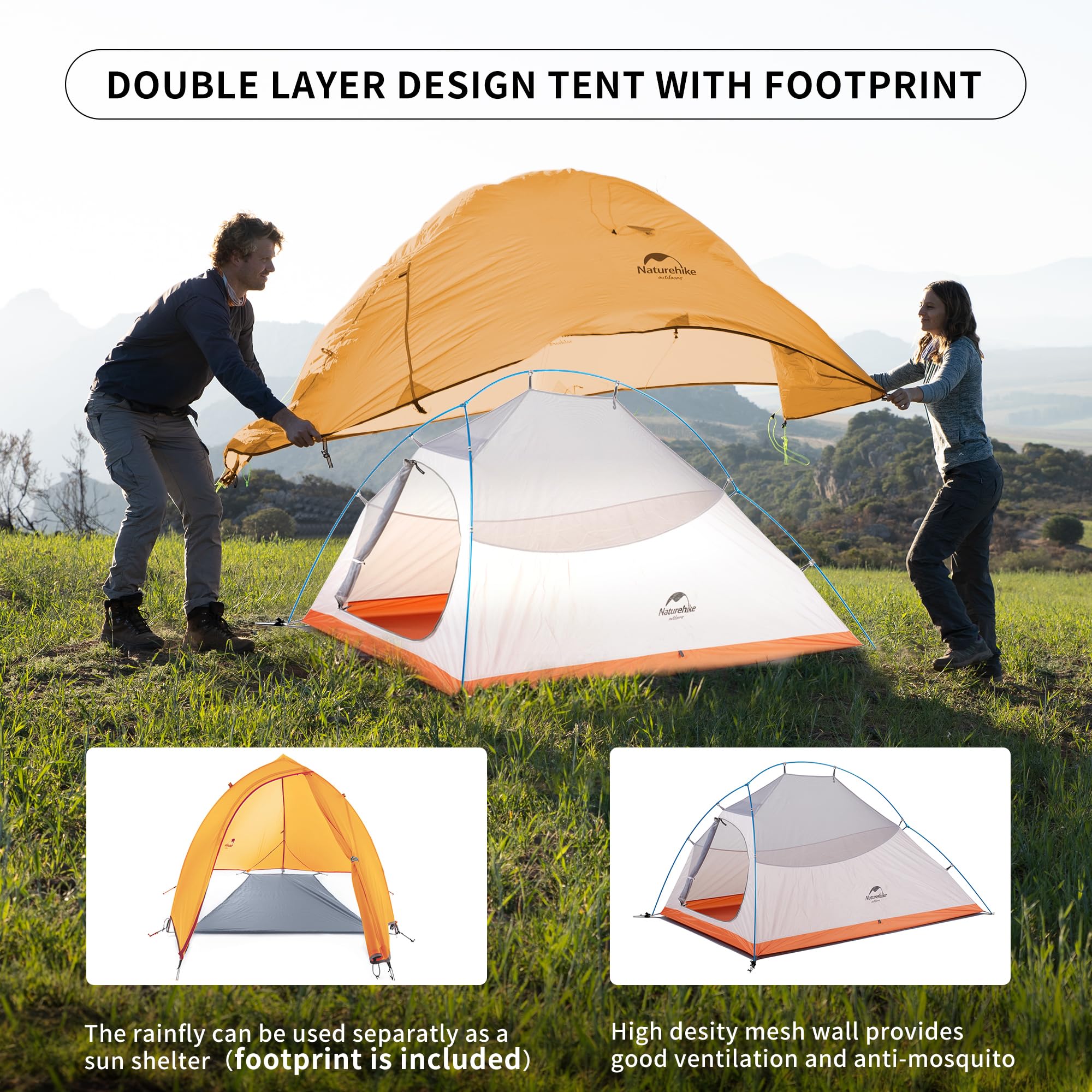 Naturehike Cloud-Up 2-person tent waterproof shell protects you in rain