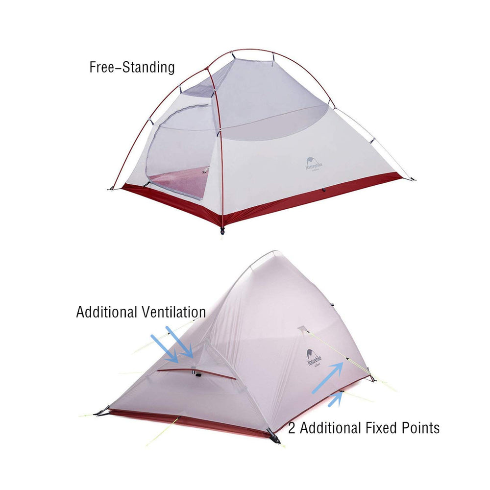 Naturehike Cloud-Up 2P tent being pitched with freestanding frame