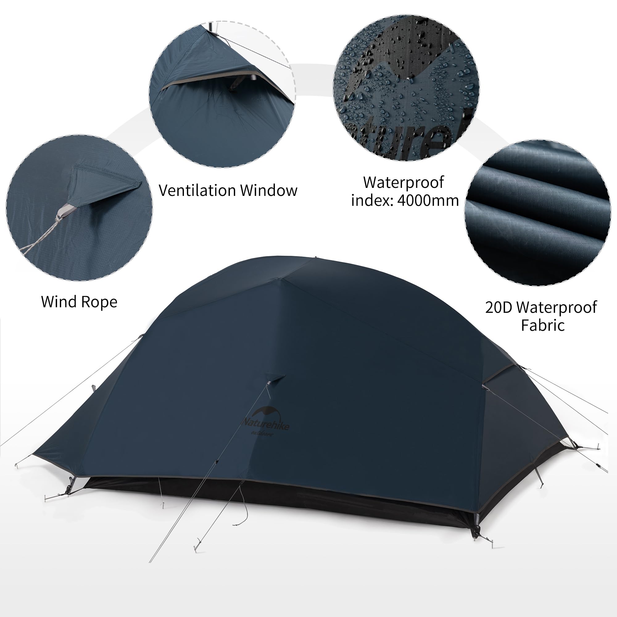 Naturehike Cloud-Up 3 Person Tent interior dimensions show generous headroom for comfy changes
