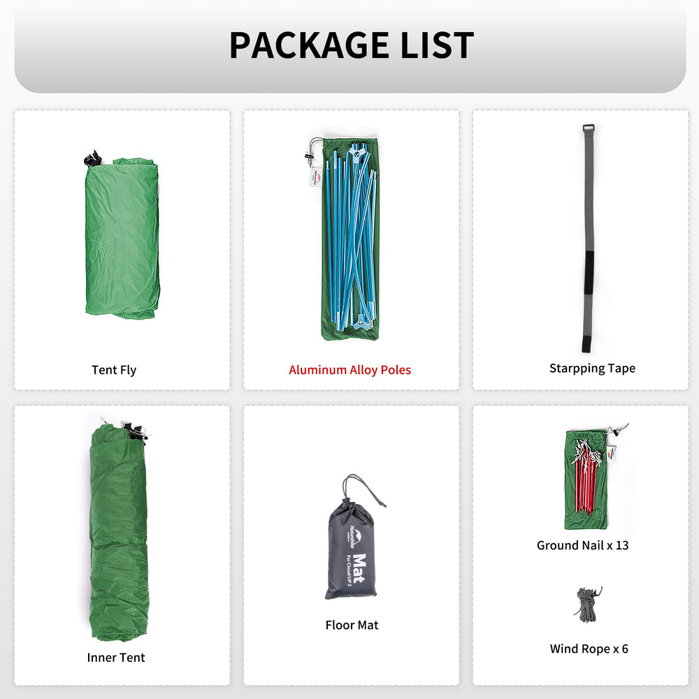 Naturehike Cloud-Up 3P tent double-layer-ventilation promotes good airflow.