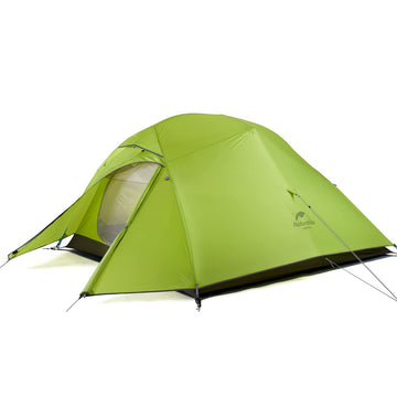 Naturehike Cloud-Up 3P tent front view in mustard green for family-style 3-season camping.