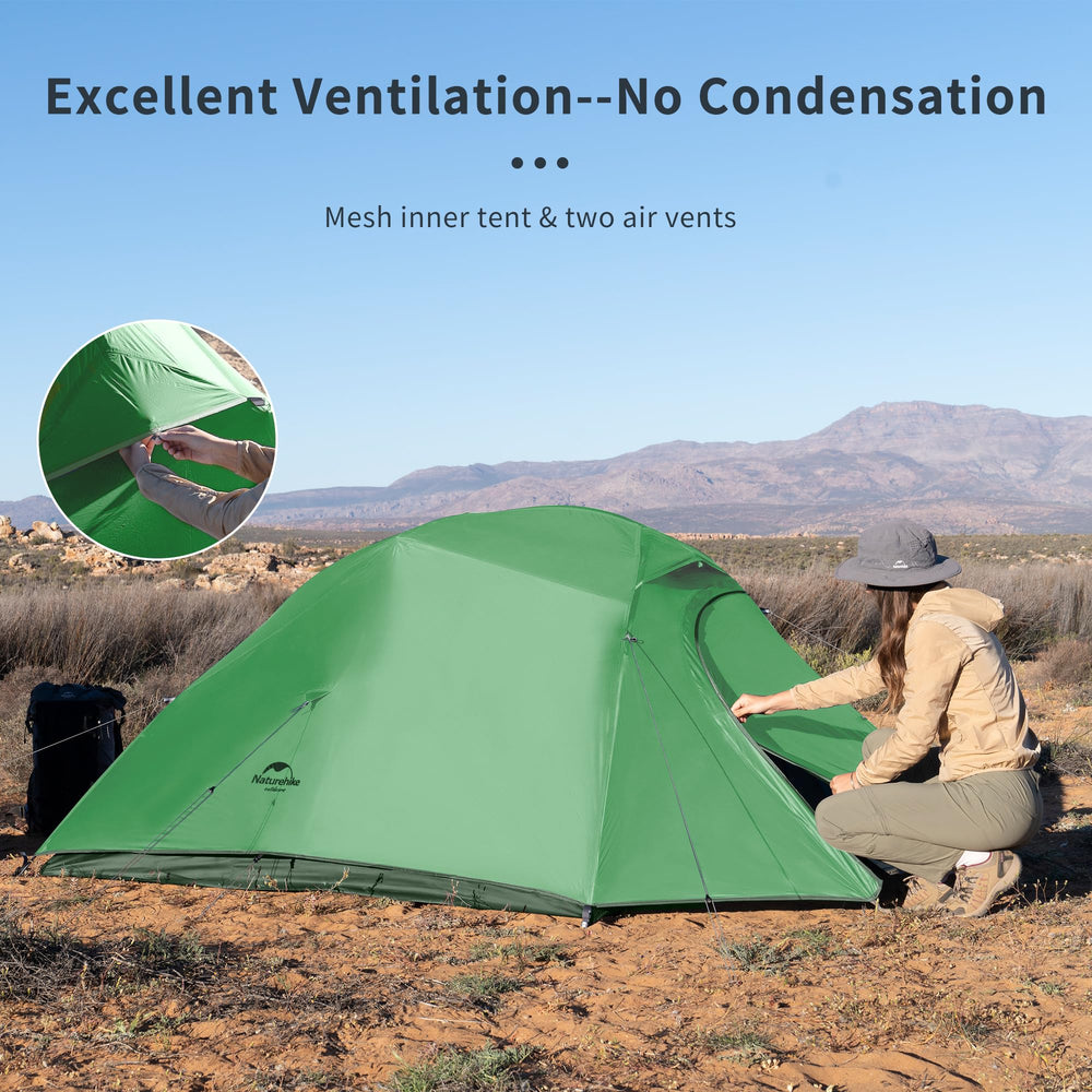 Naturehike Cloud-Up 3P tent vestibule-storage highlights gear organization space.