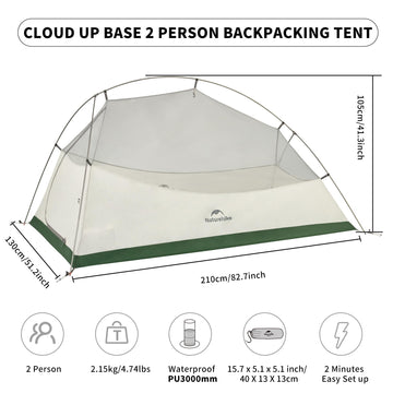 Naturehike Cloud Up Base interior highlights spacious sleeping area and headroom