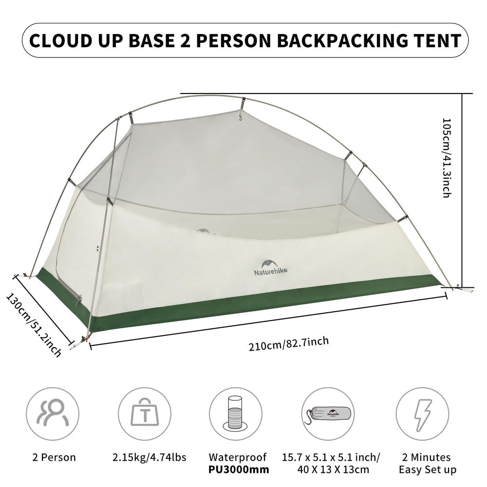 Naturehike Cloud Up Base interior highlights spacious sleeping area and headroom