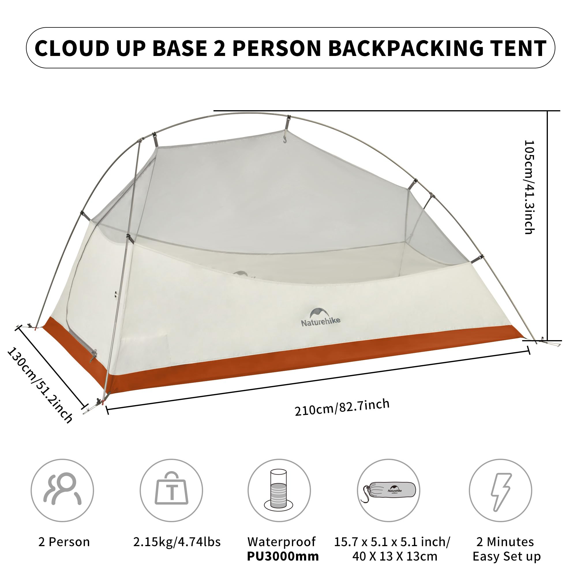 Naturehike Cloud Up Base left side shot highlighting lightweight design for backpacking
