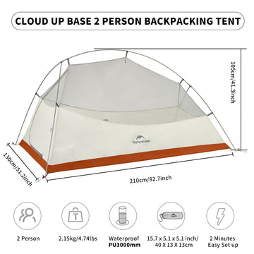 Naturehike Cloud Up Base left side shot highlighting lightweight design for backpacking