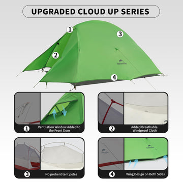 Naturehike Cloud Up Base ventilation window optimizes airflow to reduce condensation