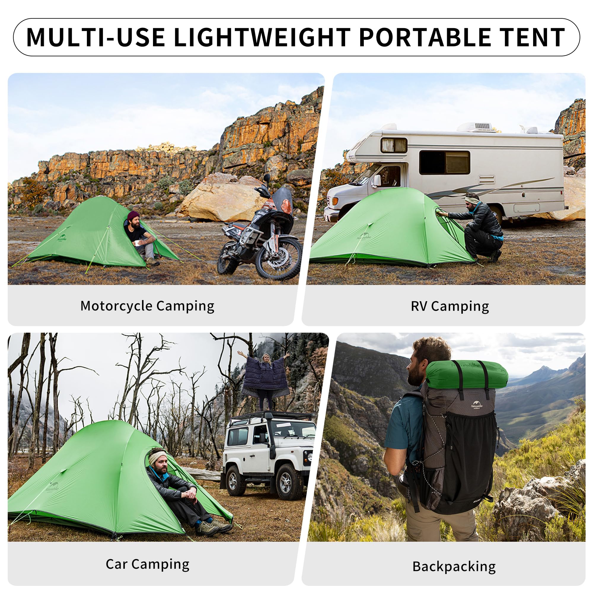 Naturehike Cloud-Up double-layer system improves airflow and comfort.