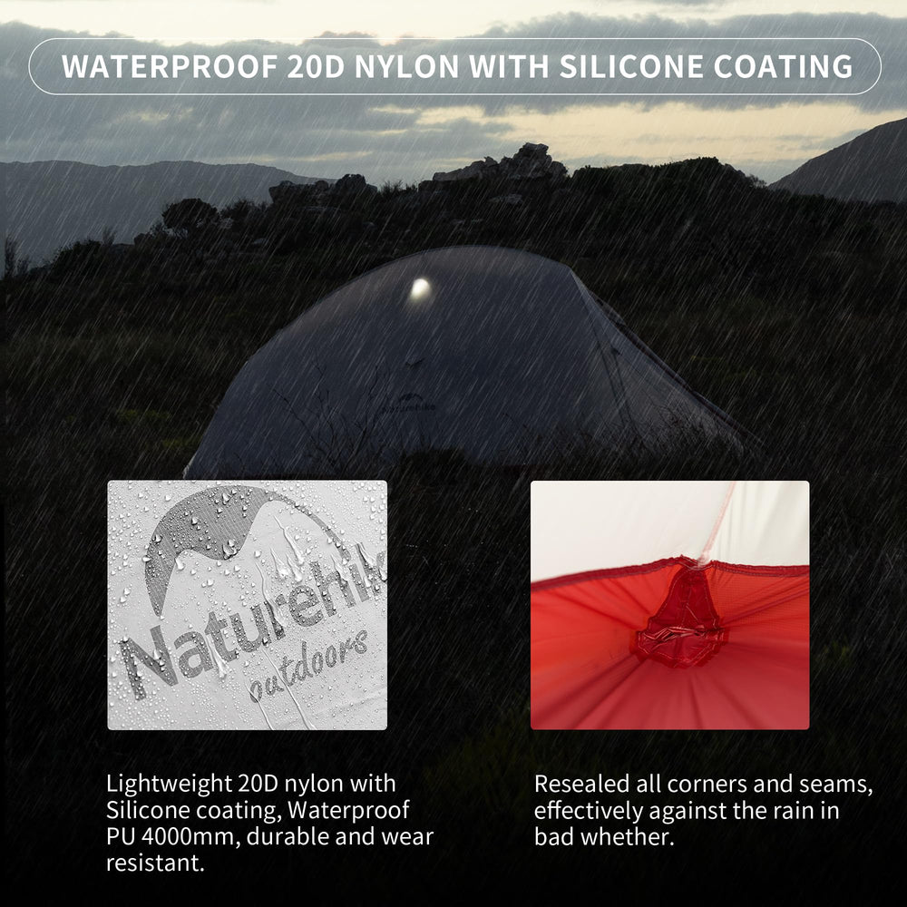 Naturehike Cloud-Up double-layer design with mesh inner tent promoting airflow.