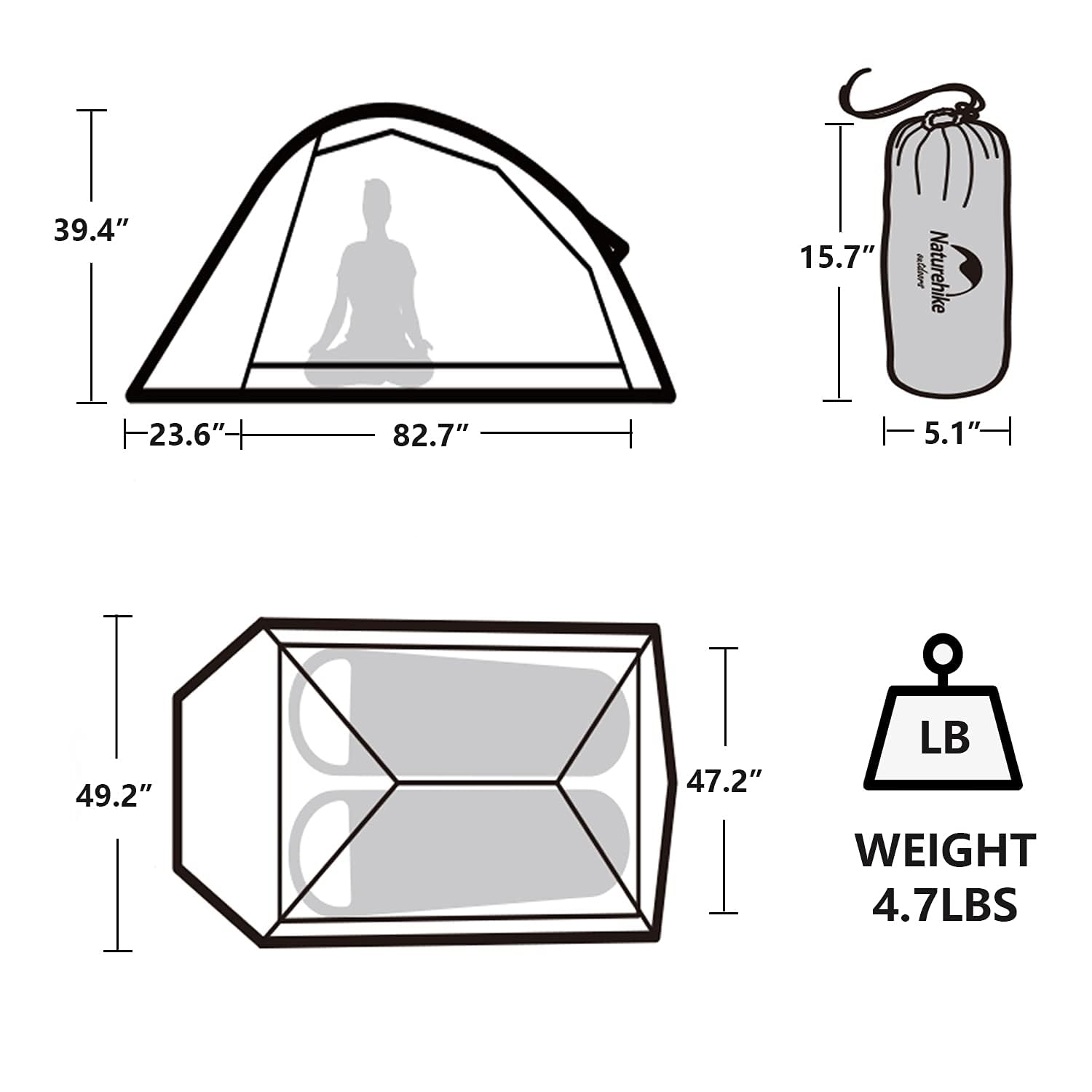 Naturehike Cloud Up footprint included to protect floor and extend tent life.
