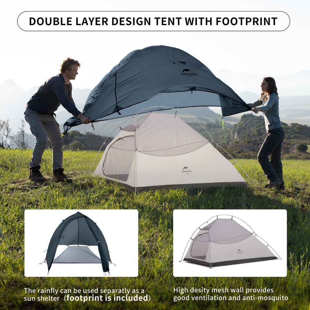Naturehike Cloud-Up footprint included ensures quick setup and protected tent floor.