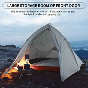 Naturehike Cloud-Up packed size demonstrates compact form for backpack travel.