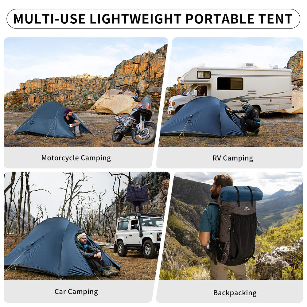 Naturehike Cloud-Up poles and assembly image emphasizes simple setup in minutes.