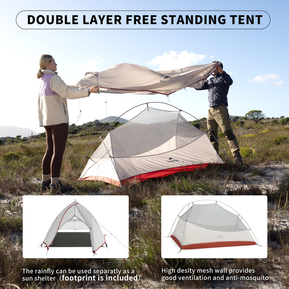 Naturehike Cloud Up Pro double layer design promotes airflow while keeping rain out