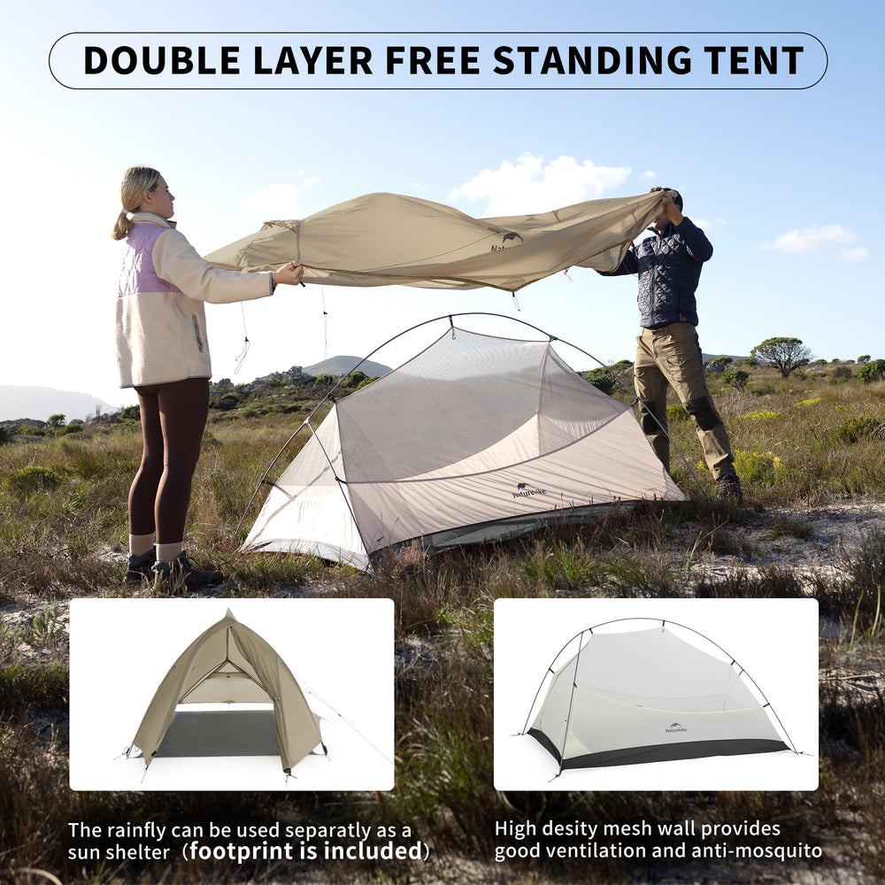 Naturehike Cloud Up Pro interior with two-layer design for improved airflow.