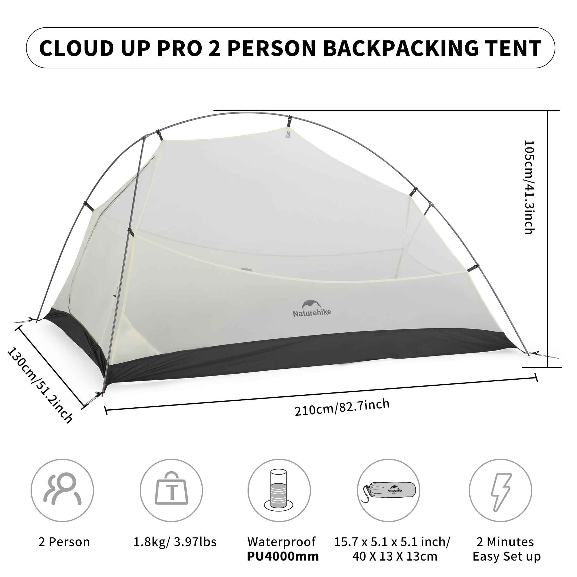Naturehike Cloud Up Pro packed size in a backpack for ultralight travel.