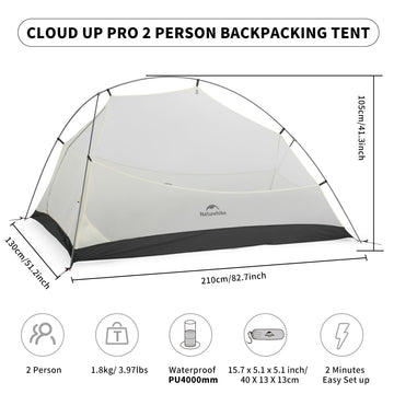 Naturehike Cloud Up Pro packed size in a backpack for ultralight travel.