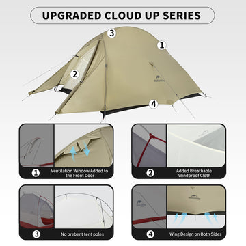 Naturehike Cloud Up Pro waterproof fabric with taped seams keeping interior dry.