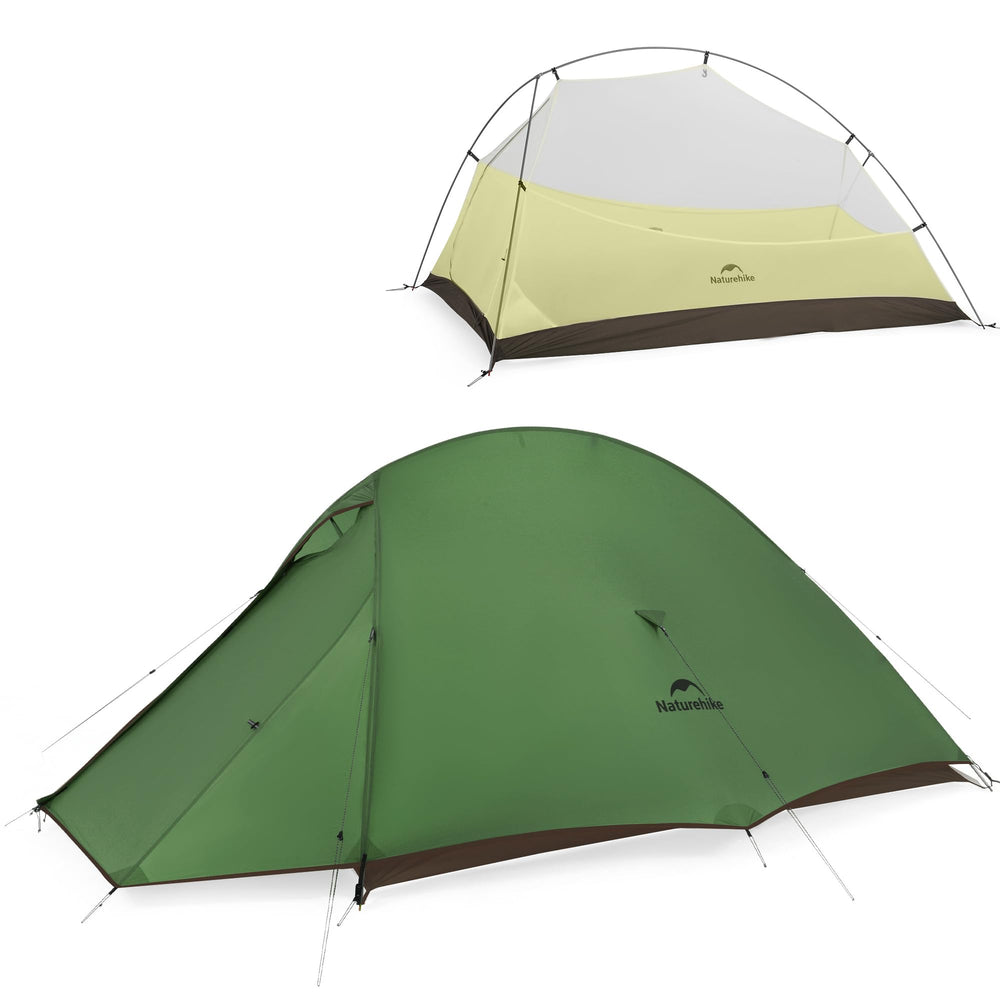 Naturehike Cloud Up Pro tent front door opens wide for easy gear access and two-person camping.