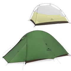 Naturehike Cloud Up Pro tent front door opens wide for easy gear access and two-person camping.