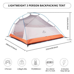 Naturehike Cloud-Up tent interior shows ample headroom for sleeping comfort.