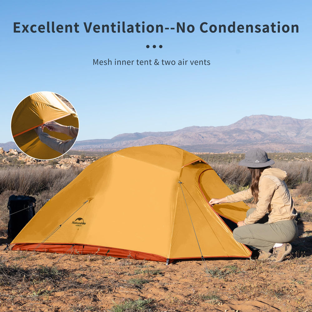 Naturehike Cloud-Up two-layer ventilation design improves airflow on warm nights.