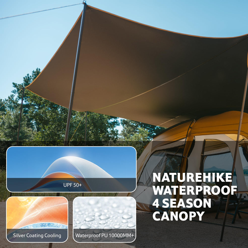 Naturehike Dune Hot Tent sturdy poles and ropes ensure wind resistance.