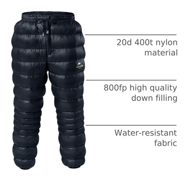 Naturehike DW Down Pants 800FP down filling provides high warmth-to-weight efficiency.