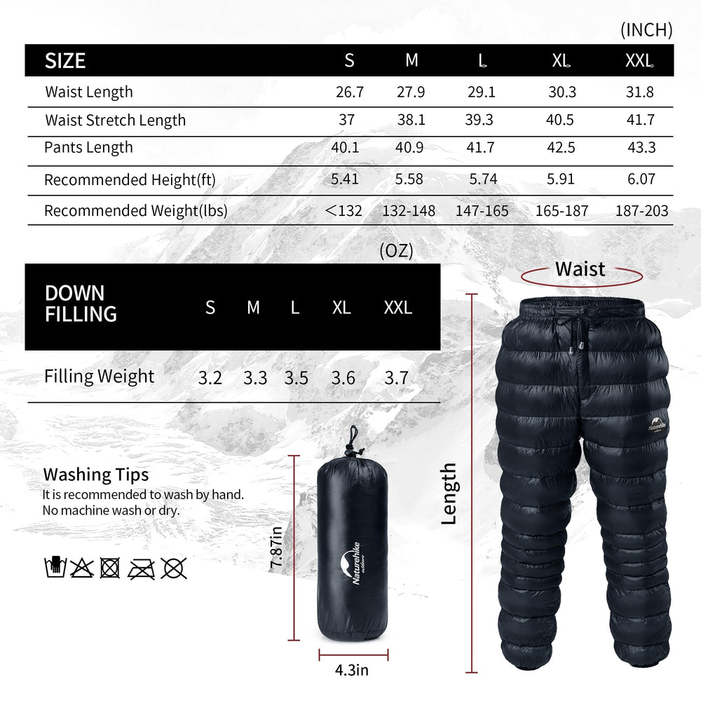 Naturehike DW Down Pants zipper-pocket detail adds secure storage for small essentials.