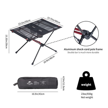 Naturehike FT07 cup holder detail highlights built-in drink access on the tabletop.