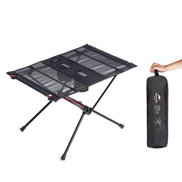 Naturehike FT07 setup camping table demonstrating quick assembly for outdoor meals.