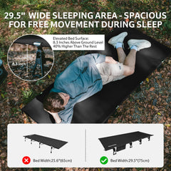 Naturehike GreenWild cot 7075 aluminum frame for sturdy support.