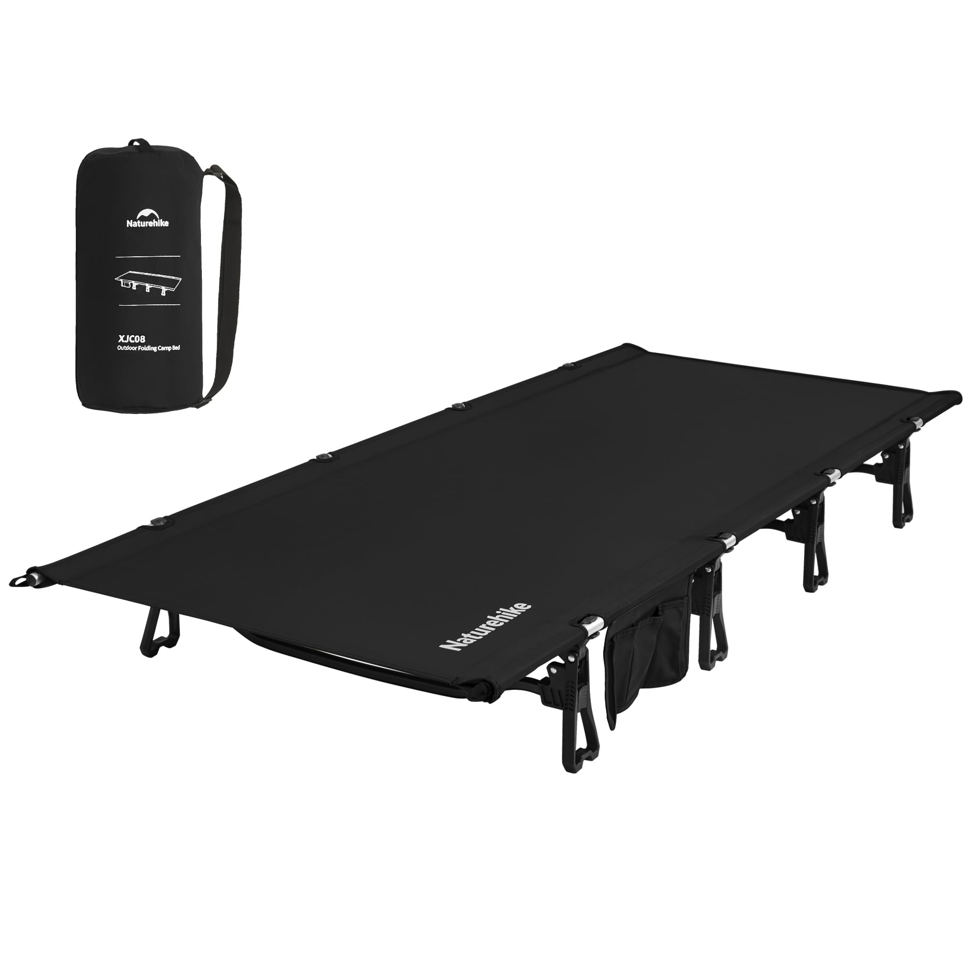 Naturehike GreenWild cot showing spacious bed for unrestricted movement.